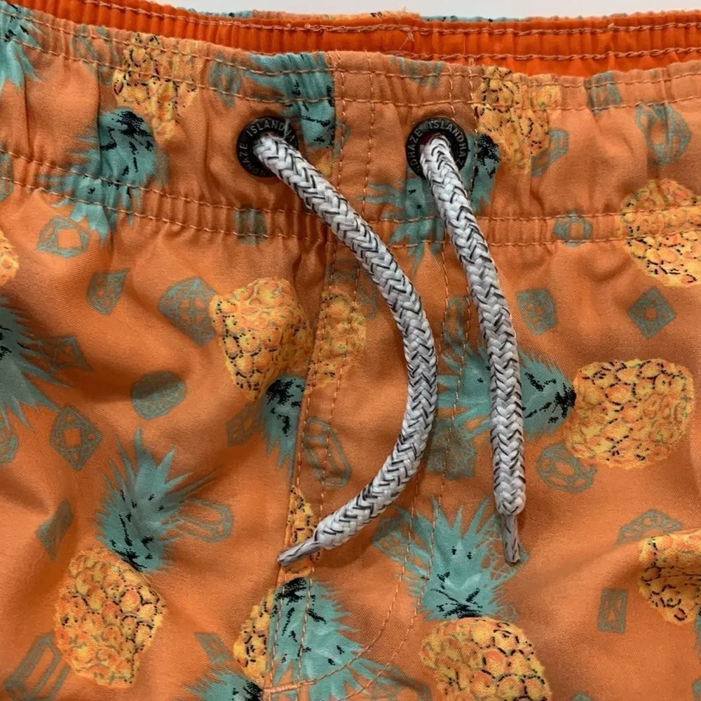 Island Haze Big Boys ORANGE PINEAPPLE SWIM TRUNKS Board Shorts Size 14